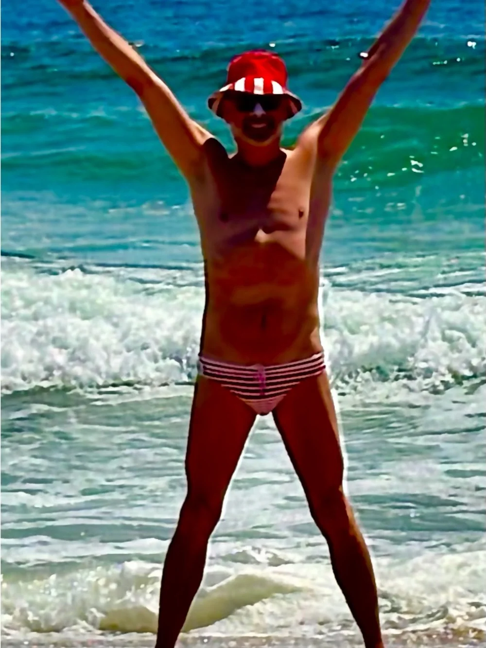Mr. Turk Men's Red & White Striped Classic Swim Briefs